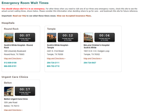 Scott & White ER Wait Times   measuring end user experience